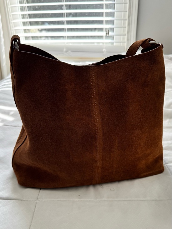 Handbags - Suede Shoulder Tote Bag in Rich Brown